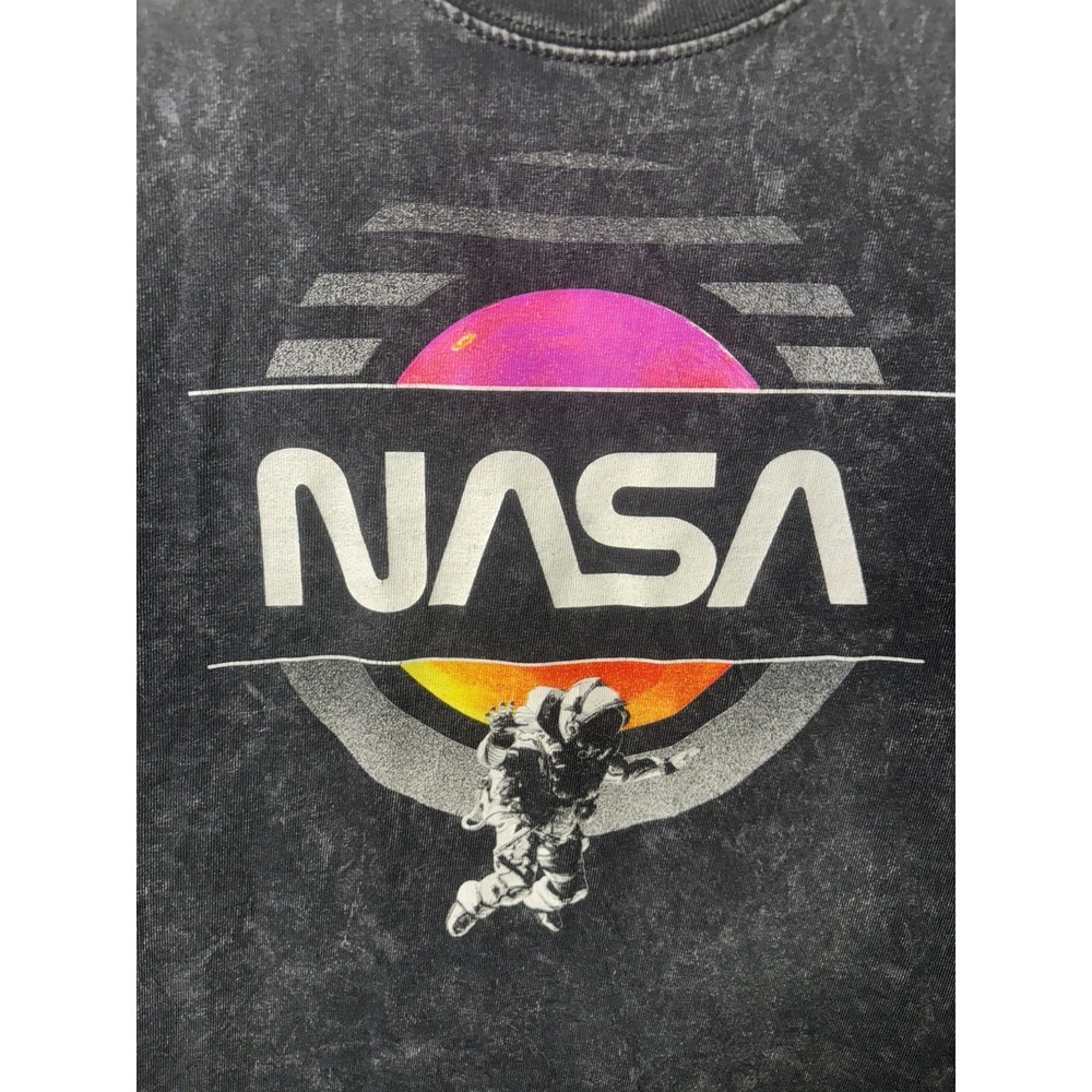 NASA HyperSpace Boys Size L (14) Black Acid Wash Astronaut Graphic Tee
